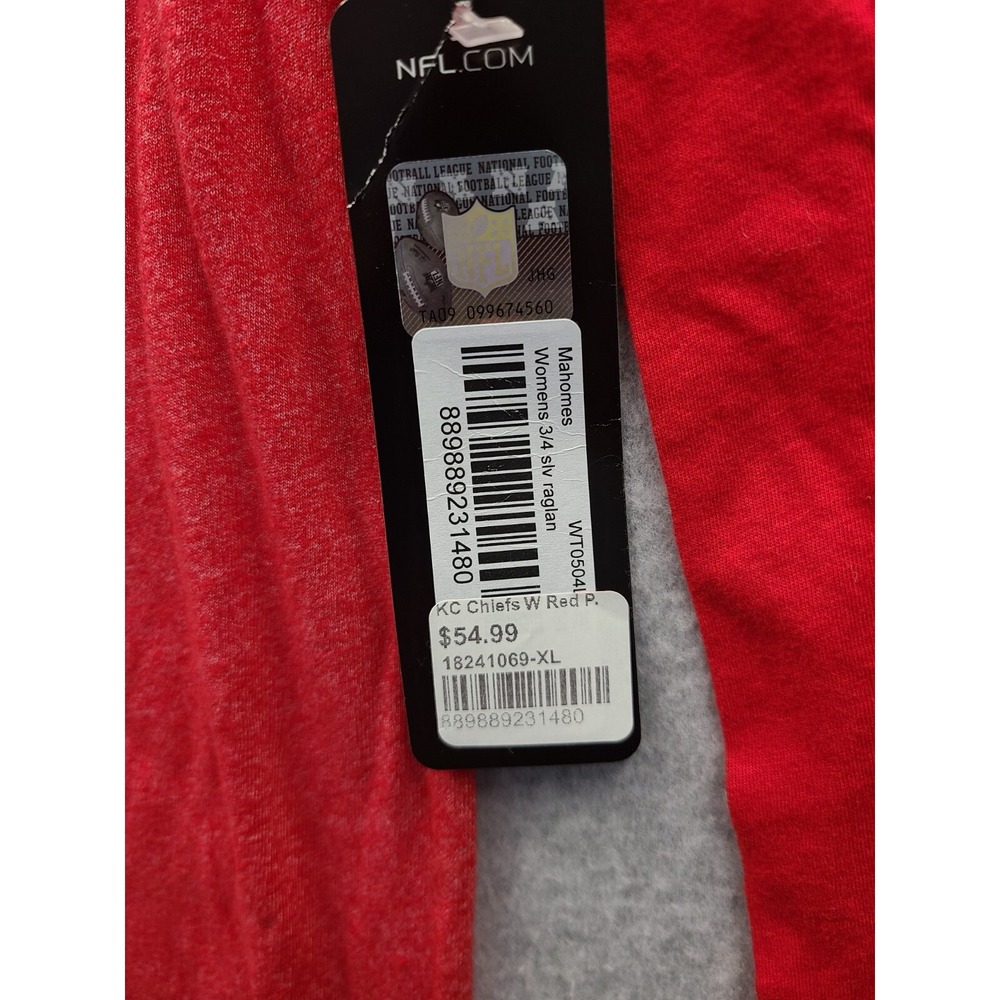 Majestic Threads Patrick Mahomes Womens 3/4 Sleeve Red Tshirt XL NWT - Picture 4 of 7